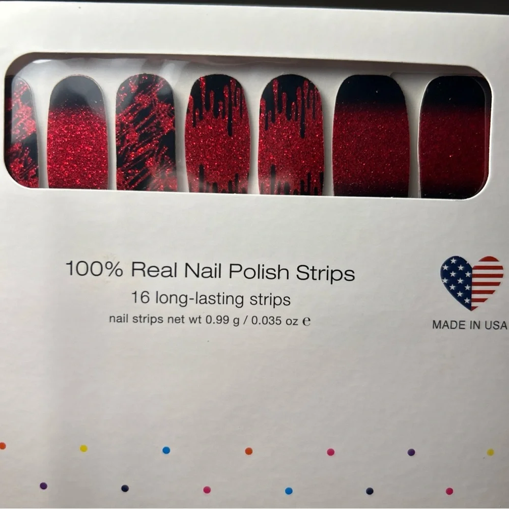 Material Ghoul Color Street Nail Polish Strips Red‎ Black Glitter Rare